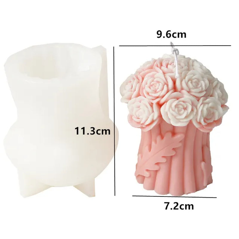 3D Large Rose Candle Silicone Mold Valentine'S Day Rose Cake Chocolate Silicone Mold Home Decoration Resin Plaster Mold