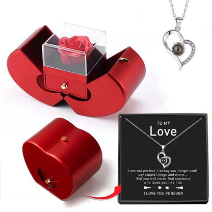 Dropshipping Christmas Gift Red Apple Jewelry Box Necklace Eternal Rose for Girl Mother'S Day New Year Valentine'S Day Gifts