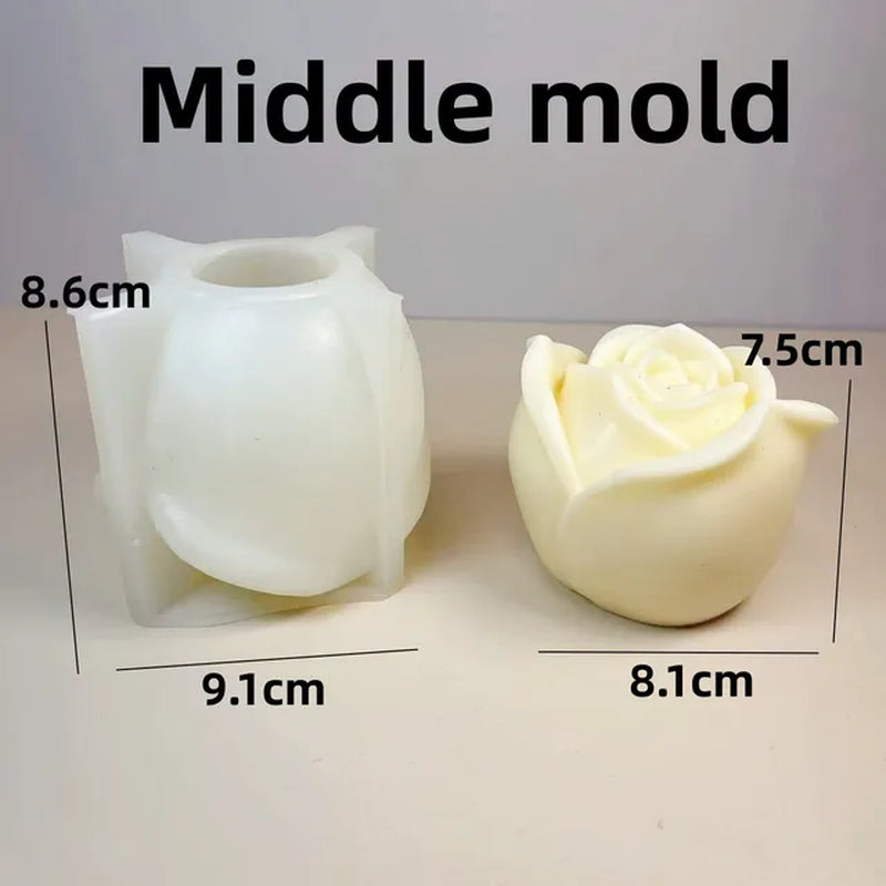 3D Large Rose Candle Silicone Mold Valentine'S Day Rose Cake Chocolate Silicone Mold Home Decoration Resin Plaster Mold