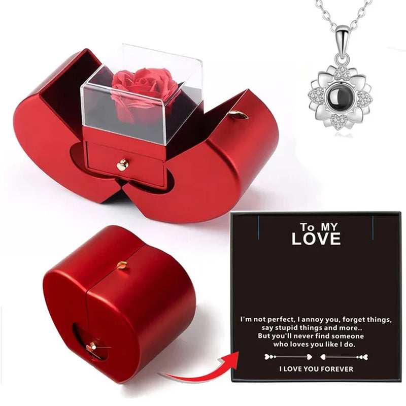 Dropshipping Christmas Gift Red Apple Jewelry Box Necklace Eternal Rose for Girl Mother'S Day New Year Valentine'S Day Gifts