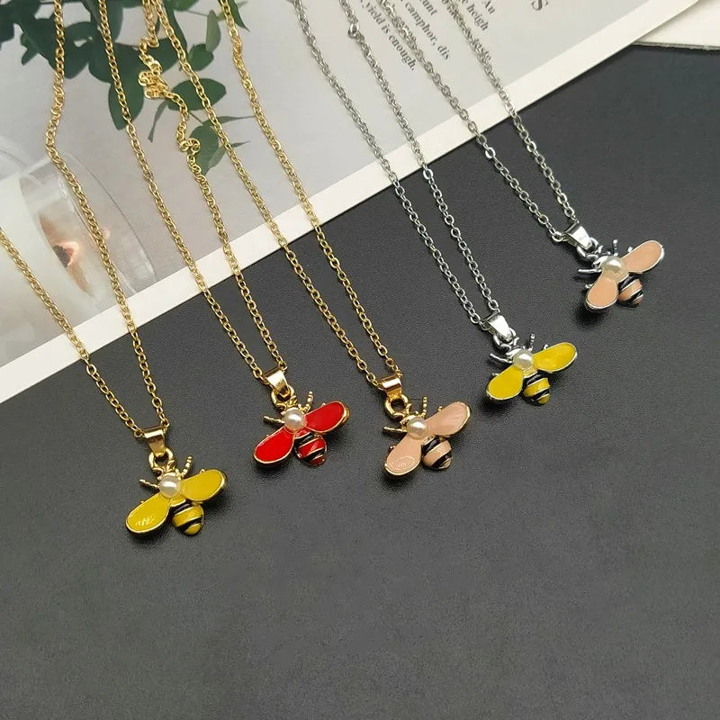 Bee Necklace Cute New Fashion Girl Women Necklace Golden Silver Color Lovely Pendant Neck Jewelry Dropshipping