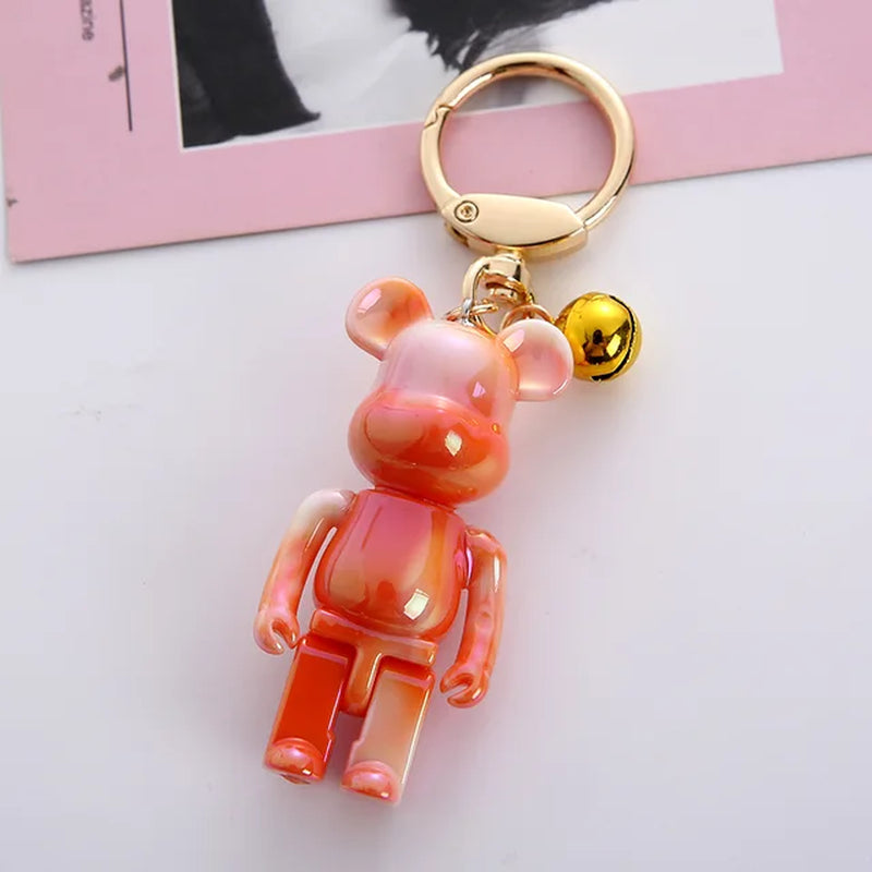 Colorful Bear Keychain Couples Gift Key Chain Animal Doll Key Ring for Bags Creative Fashion Cool Car Accessories Pendant