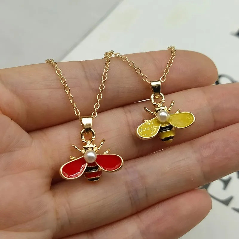 Bee Necklace Cute New Fashion Girl Women Necklace Golden Silver Color Lovely Pendant Neck Jewelry Dropshipping