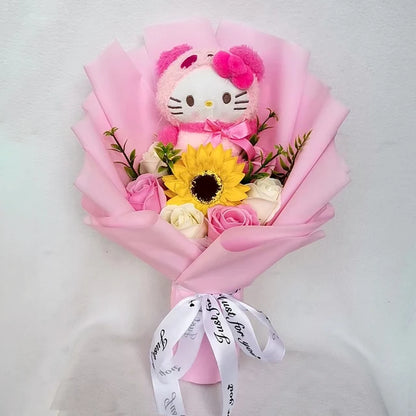 My Melody Anime Kuromi Plush Toy Cinnamoroll Handmade Cartoon Flower Bouquet Valentine'S Day Christmas Birthday Holiday Gifts