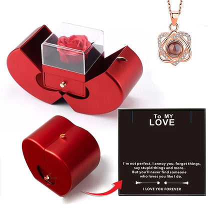 Dropshipping Christmas Gift Red Apple Jewelry Box Necklace Eternal Rose for Girl Mother'S Day New Year Valentine'S Day Gifts