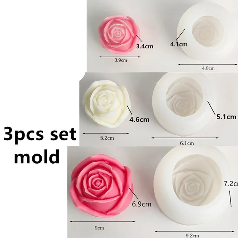 3D Large Rose Candle Silicone Mold Valentine'S Day Rose Cake Chocolate Silicone Mold Home Decoration Resin Plaster Mold