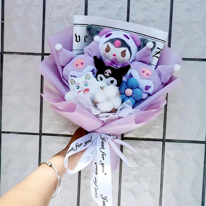 My Melody Anime Kuromi Plush Toy Cinnamoroll Handmade Cartoon Flower Bouquet Valentine'S Day Christmas Birthday Holiday Gifts