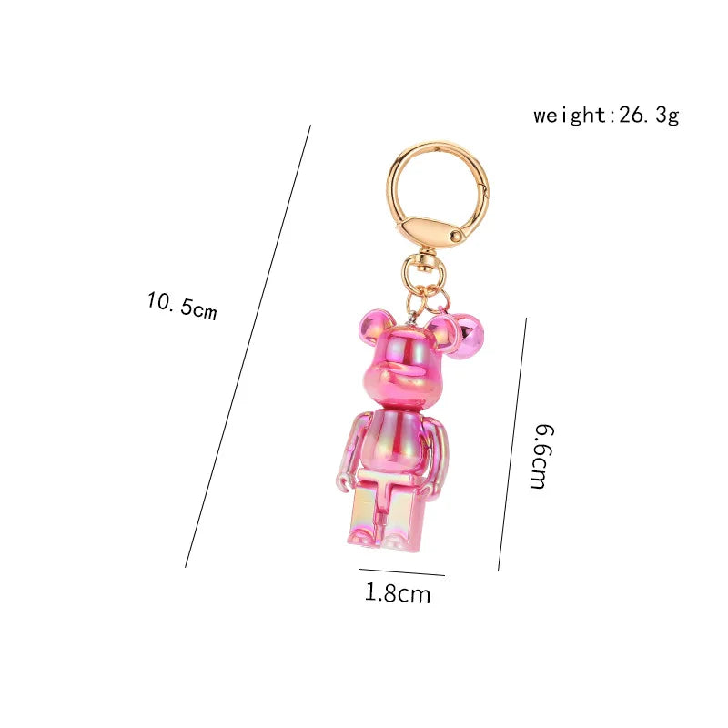 Colorful Bear Keychain Couples Gift Key Chain Animal Doll Key Ring for Bags Creative Fashion Cool Car Accessories Pendant