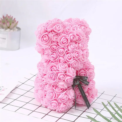 Artificial Flowers 25Cm Rose Bear Girlfriend Anniversary Christmas Valentine'S Day Gift Birthday Present for Wedding Party