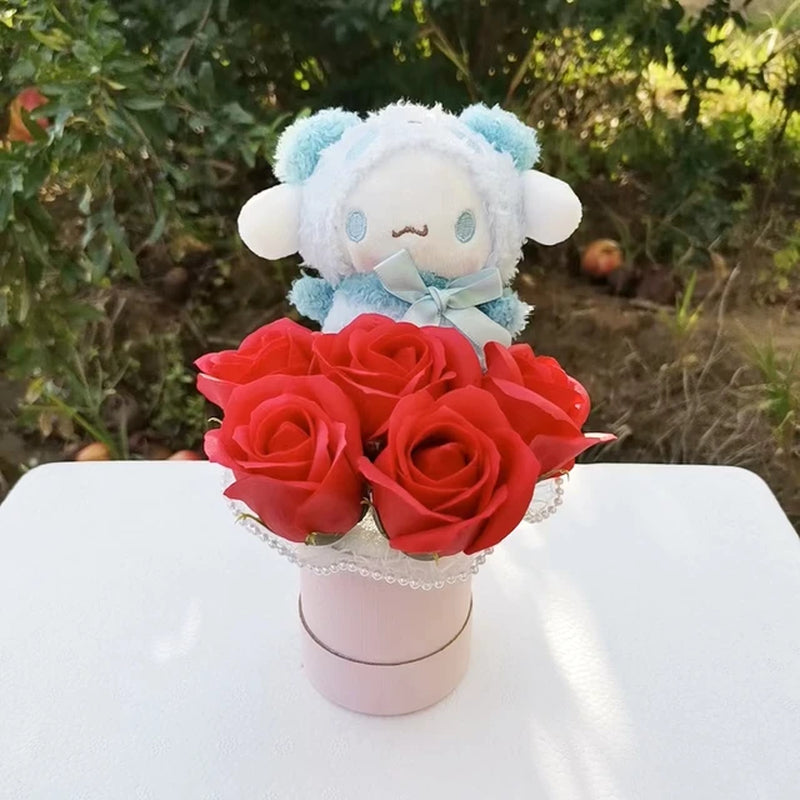 My Melody Anime Kuromi Plush Toy Cinnamoroll Handmade Cartoon Flower Bouquet Valentine'S Day Christmas Birthday Holiday Gifts