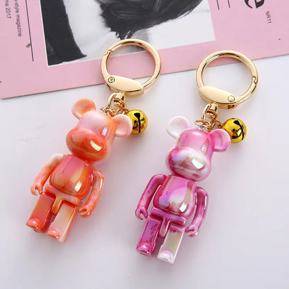 Colorful Bear Keychain Couples Gift Key Chain Animal Doll Key Ring for Bags Creative Fashion Cool Car Accessories Pendant