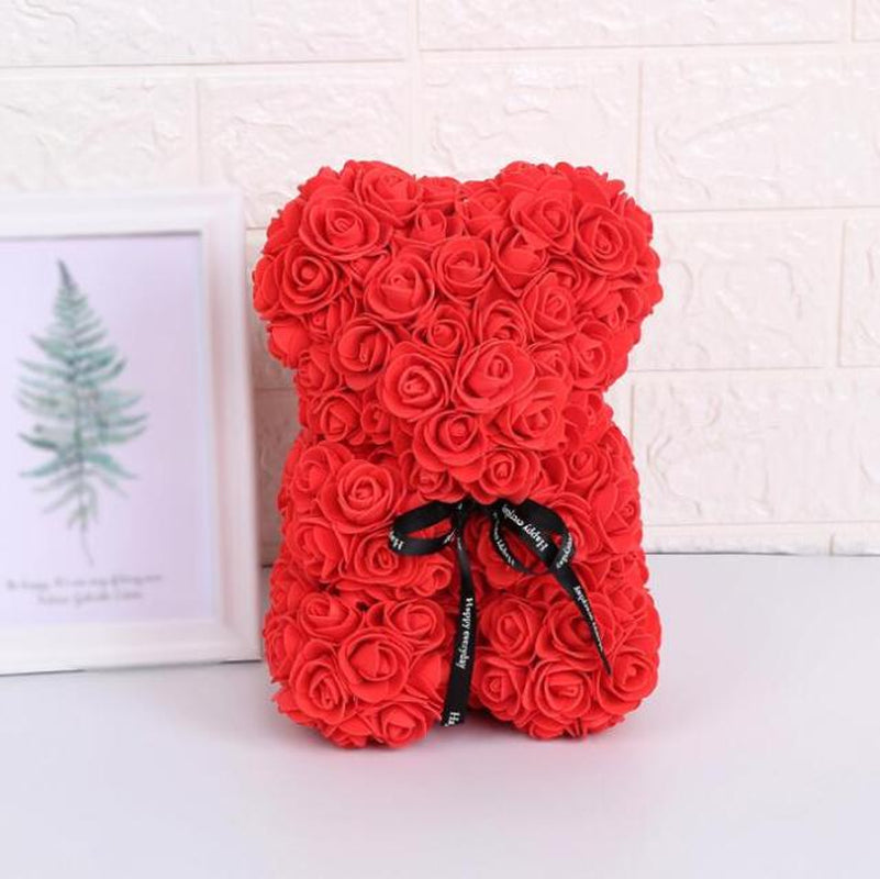 Artificial Flowers 25Cm Rose Bear Girlfriend Anniversary Christmas Valentine'S Day Gift Birthday Present for Wedding Party