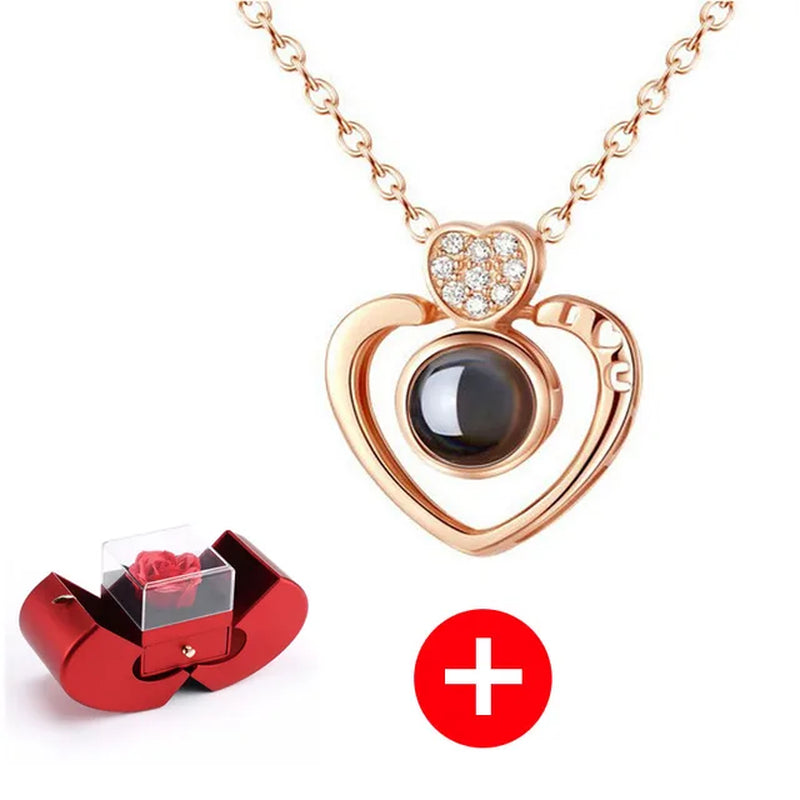 Dropshipping Christmas Gift Red Apple Jewelry Box Necklace Eternal Rose for Girl Mother'S Day New Year Valentine'S Day Gifts