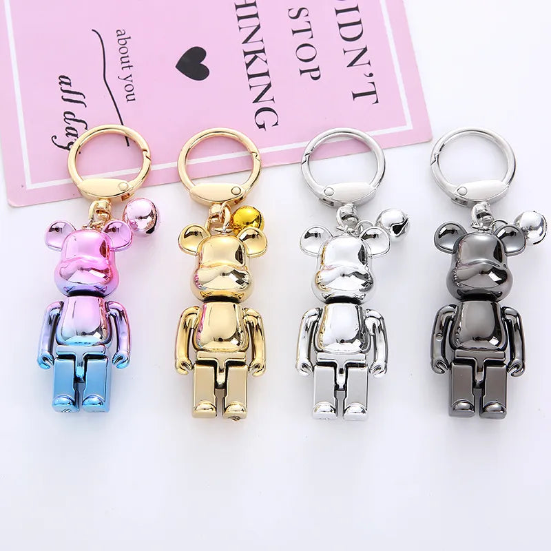 Colorful Bear Keychain Couples Gift Key Chain Animal Doll Key Ring for Bags Creative Fashion Cool Car Accessories Pendant