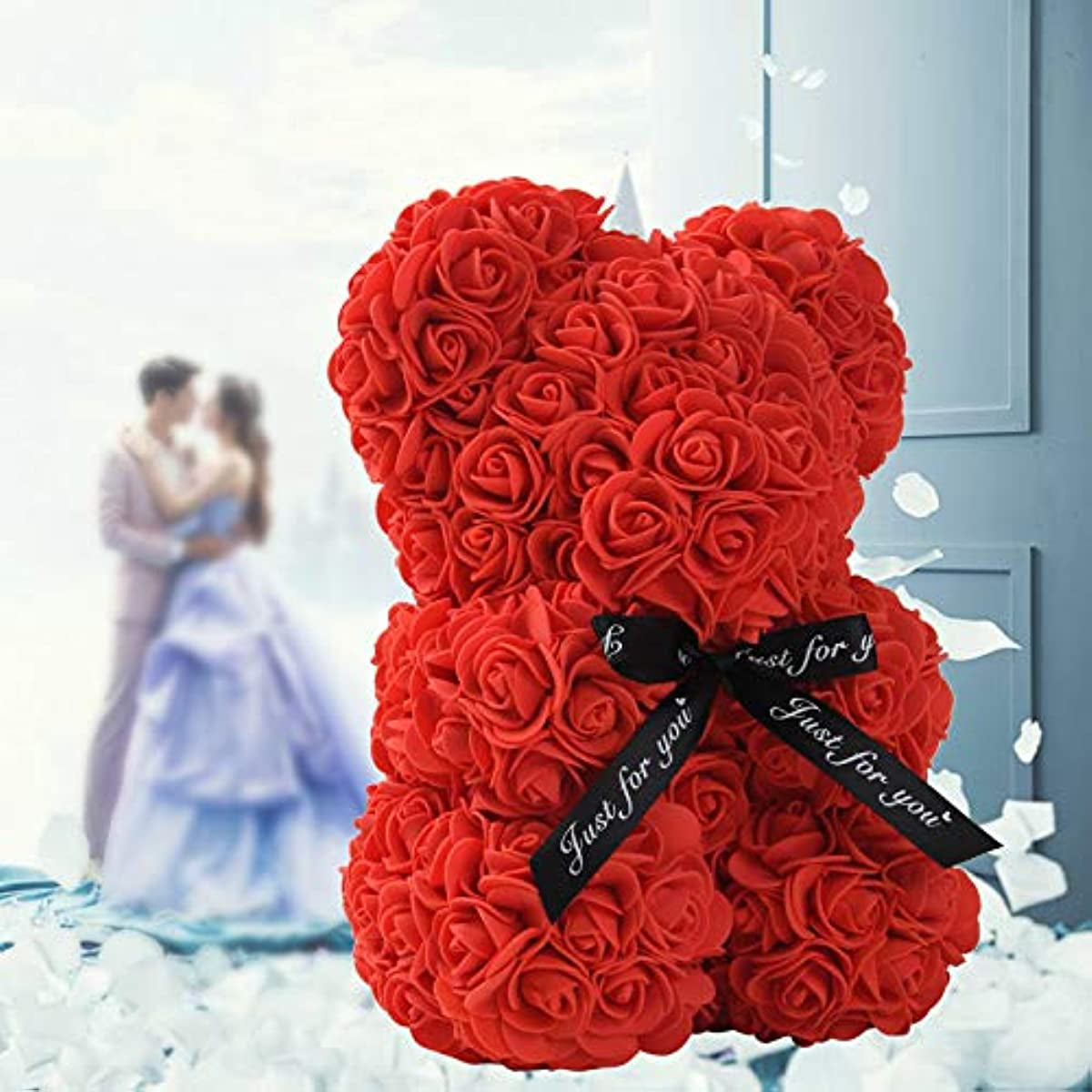 Artificial Flowers 25Cm Rose Bear Girlfriend Anniversary Christmas Valentine'S Day Gift Birthday Present for Wedding Party