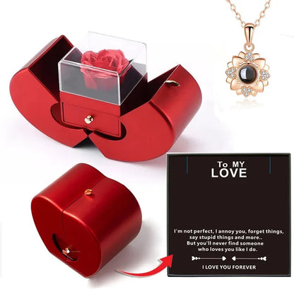 Dropshipping Christmas Gift Red Apple Jewelry Box Necklace Eternal Rose for Girl Mother'S Day New Year Valentine'S Day Gifts